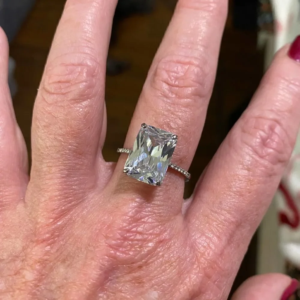Stainless Steel High Polished Clear CZ Ring Sizes 6-10